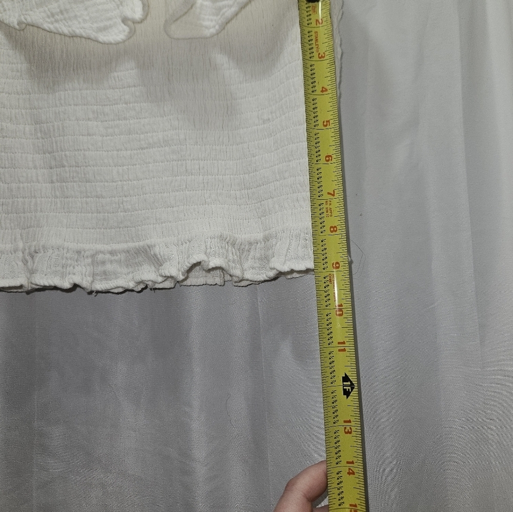American Eagle White Ribbed Ruffle Cropped Top! - Picture 5 of 5